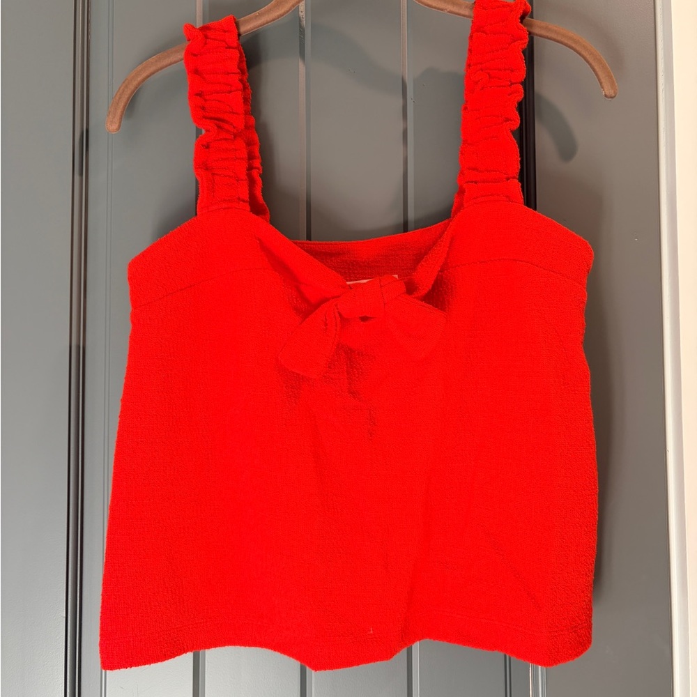 Madewell Red Bow Detail Cropped Tank Top XS